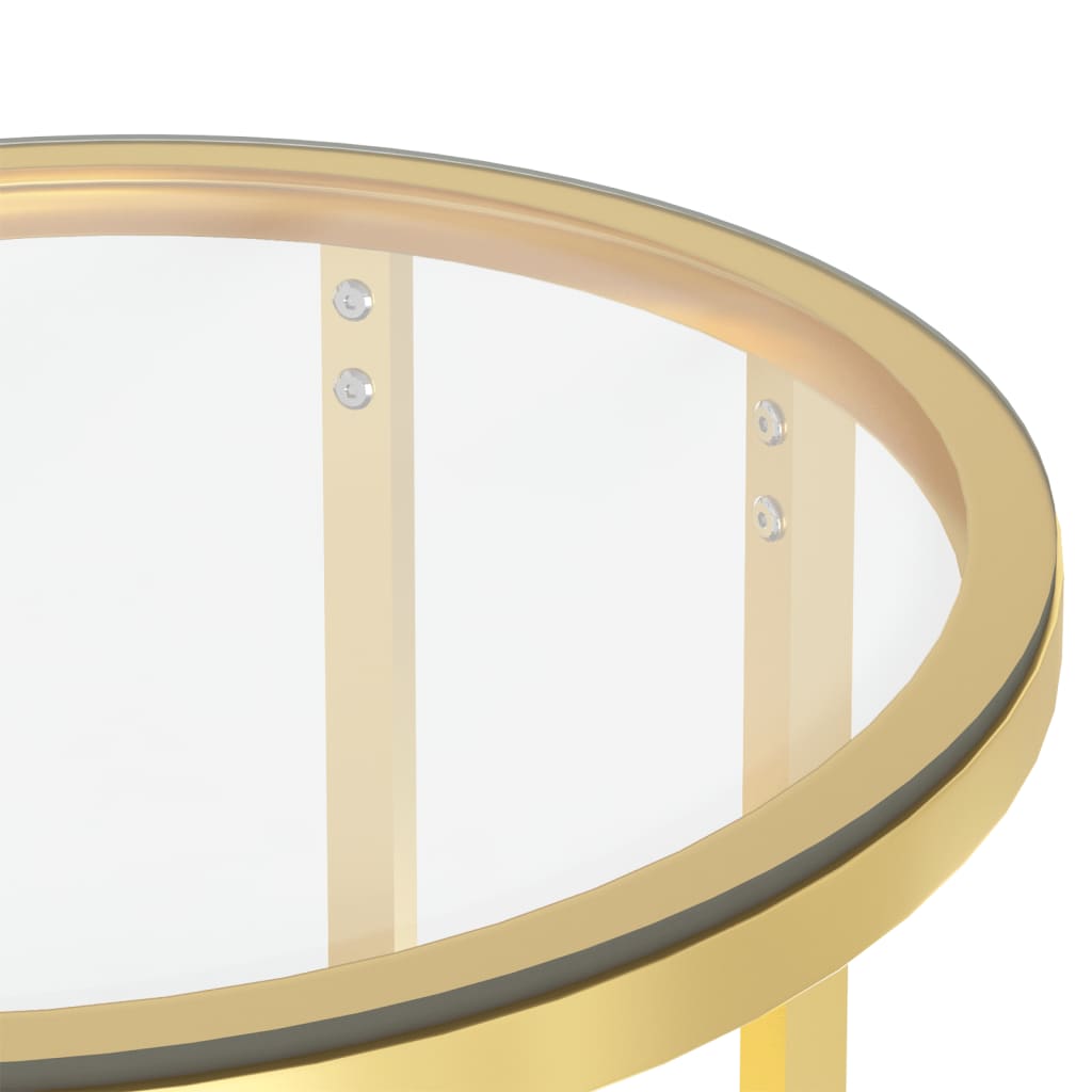 vidaXL sidebord 45 cm hærdet glas guldfarvet og transparent