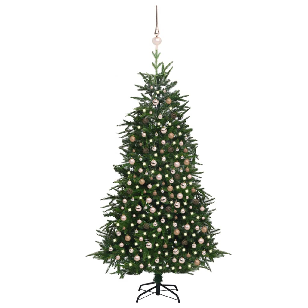 vidaXL kunstigt juletræ med LED-lys og kuglesæt 240 cm PVC PE grøn