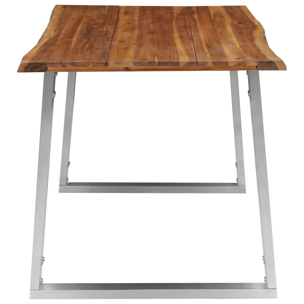 vidaXL spisebord 140 x 80 x 75 cm massivt akacietræ og rustfrit stål