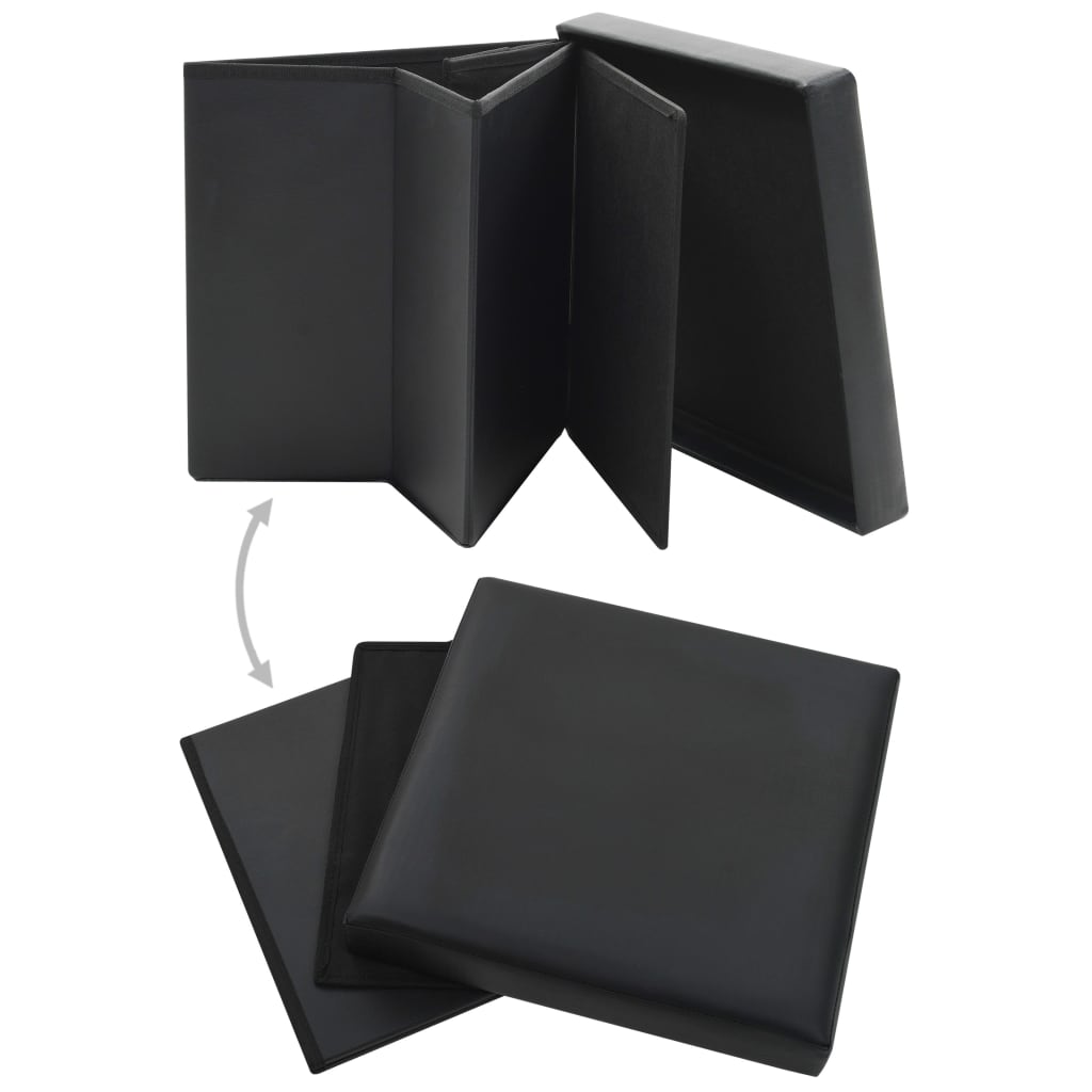 vidaXL foldbar opbevaringsskammel kunstlæder sort