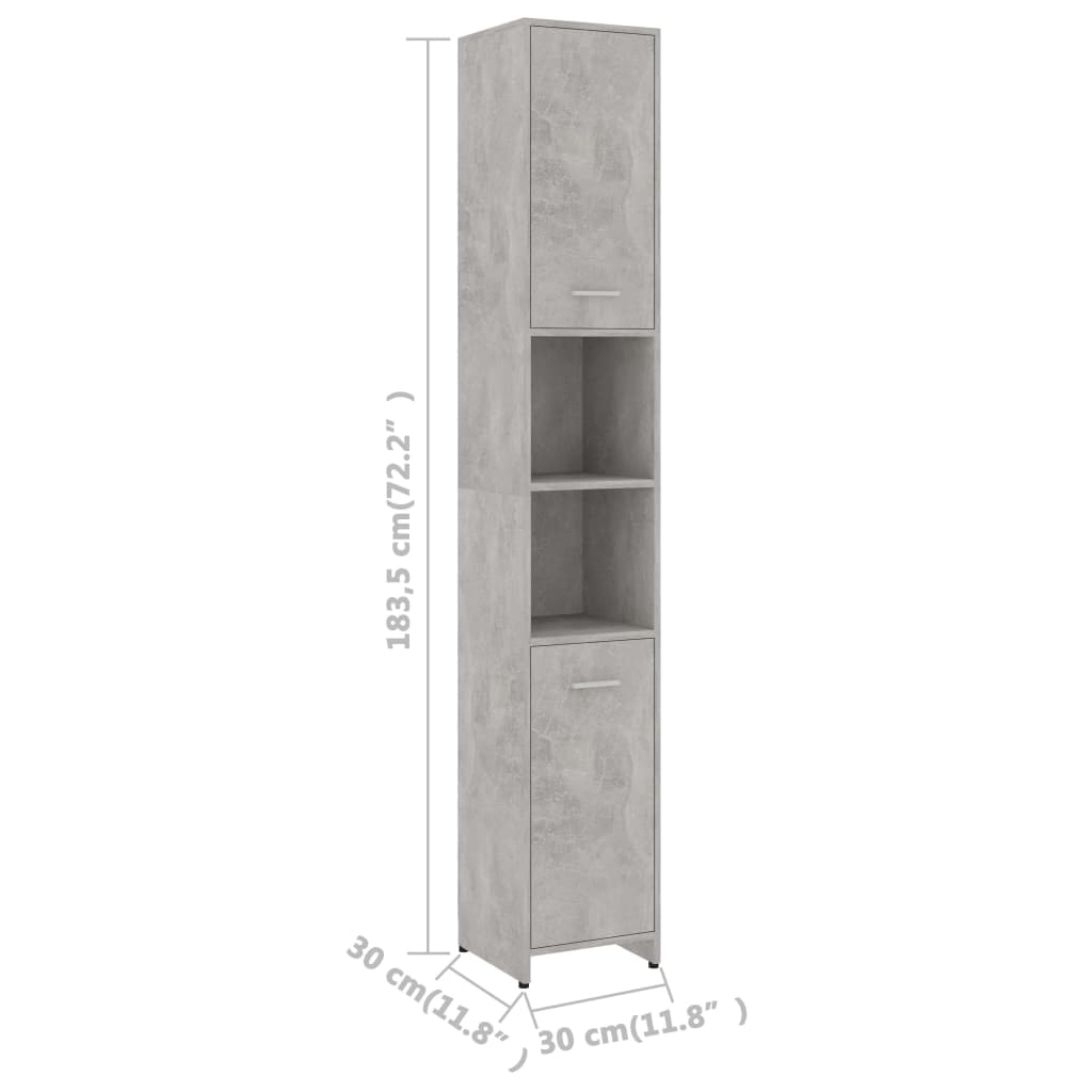 vidaXL badeværelsesmøbelsæt 3 dele spånplade betongrå