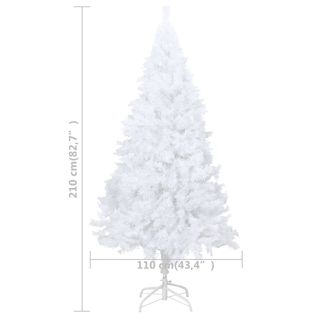 vidaXL kunstigt juletræ med tykke grene og lys 210 cm hvid
