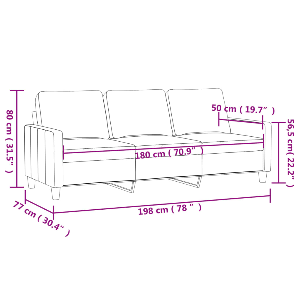 vidaXL 3-personers sofa 180 cm stof sort