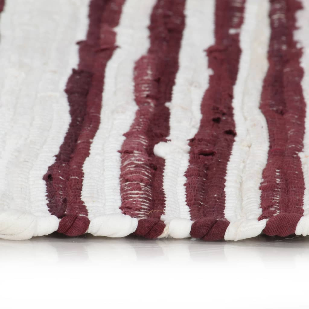 vidaXL håndvævet chindi-tæppe bomuld 200 x 290 cm bordeaux og hvid