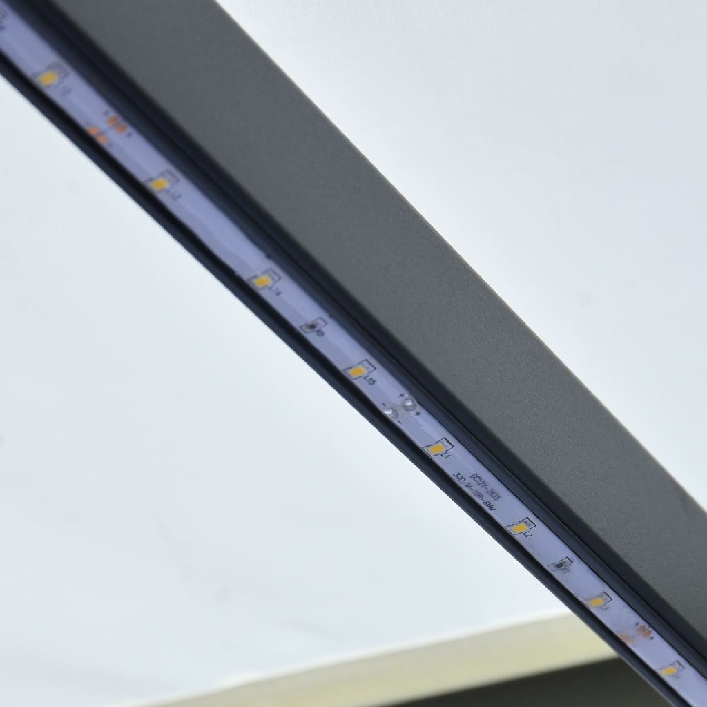 vidaXL markise m. LED-lys 600x300 cm manuel betjening cremefarvet