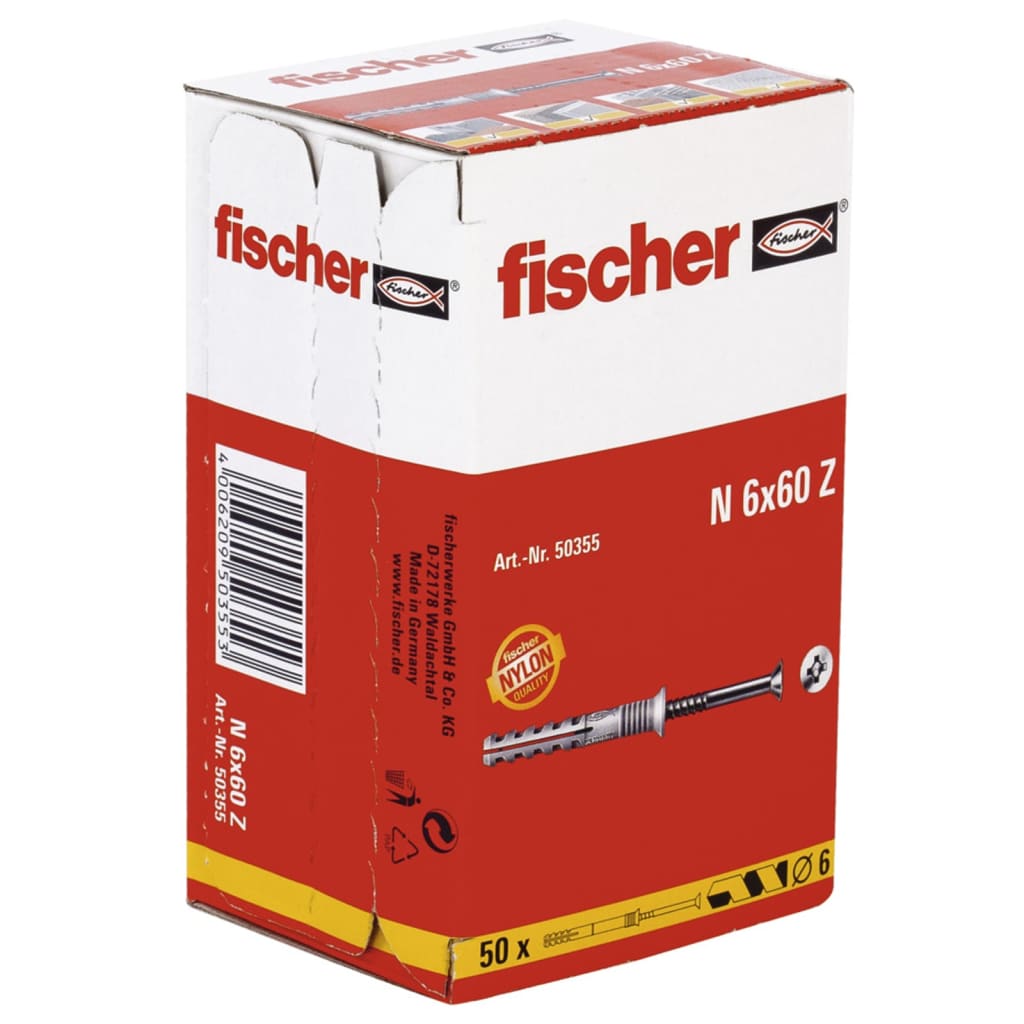 Fischer sømdybler med undersænket hoved 50 stk. Hammerfix N 6x60/30 S