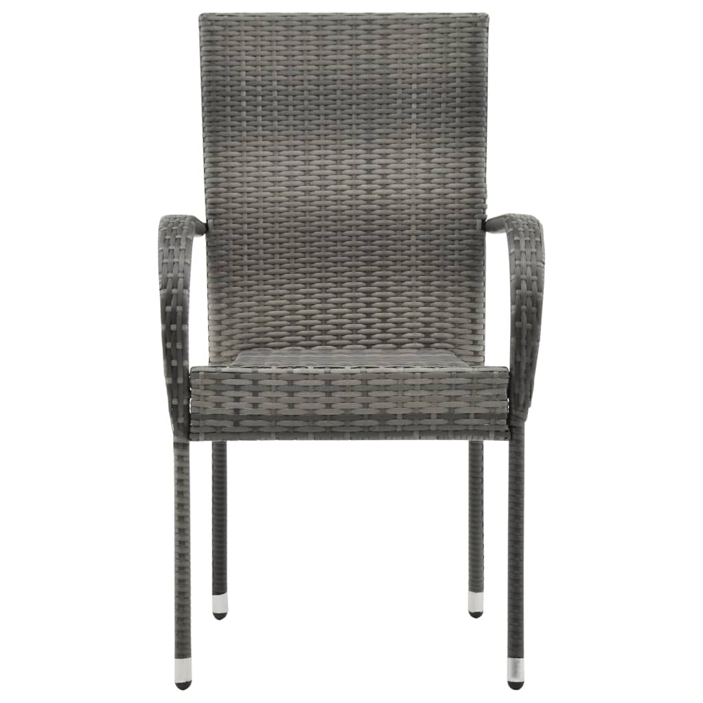 vidaXL stabelbare udendørsstole 2 stk. polyrattan grå