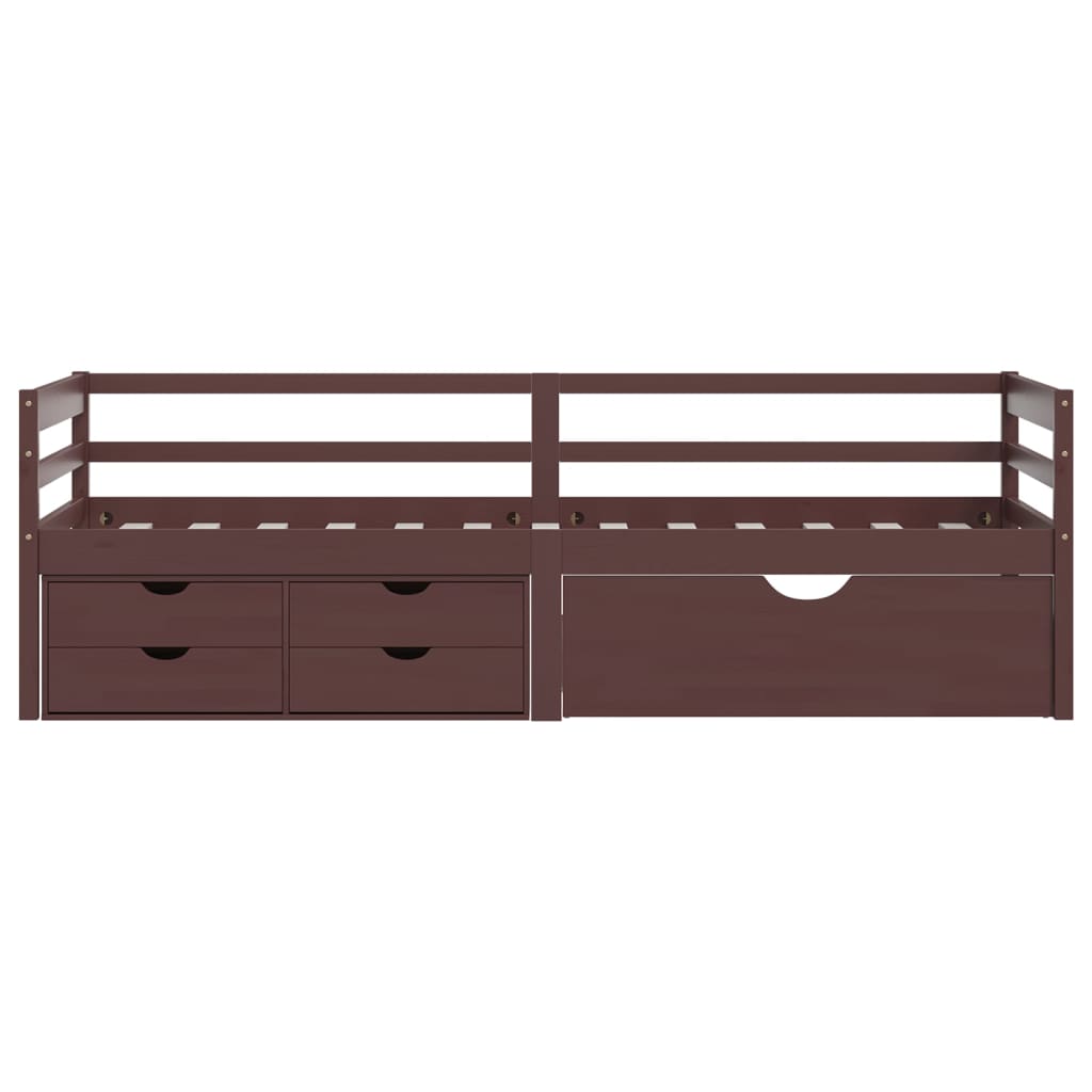 vidaXL sengestel med skuffer 90x200 cm fyrretræ mørkebrun