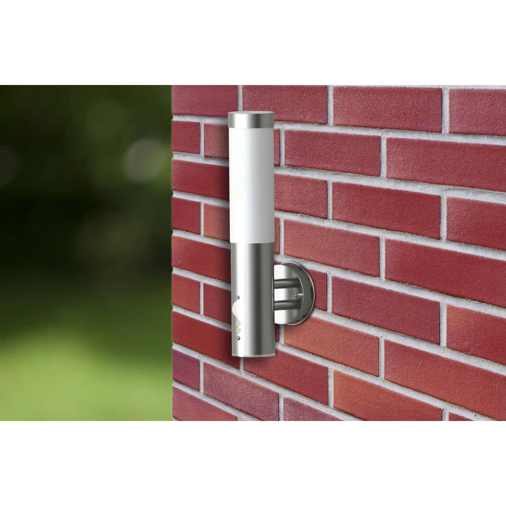 vidaXL udendørs væglampe med bevægelsesdetektor rustfrit stål