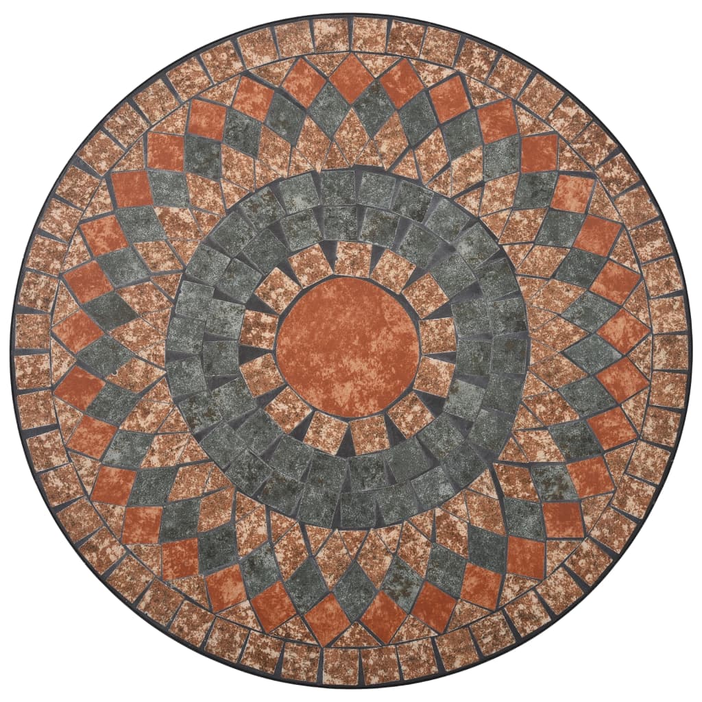 vidaXL bistrosæt 3 dele mosaikdesign keramiske fliser orange og grå