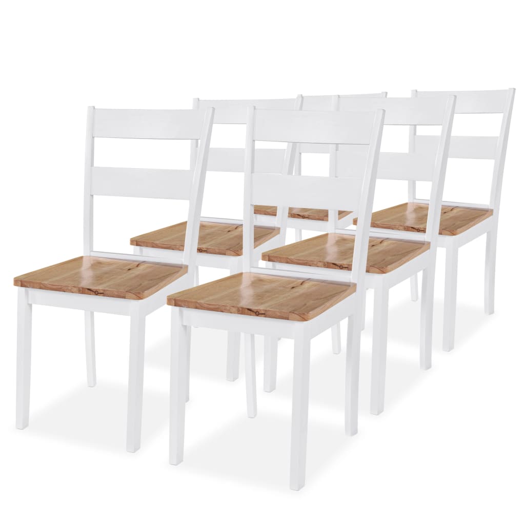 vidaXL spisebordsstole 6 stk. massivt gummitræ hvid