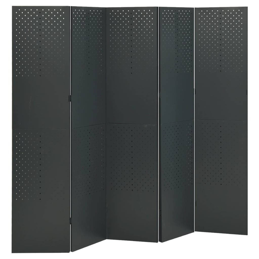 vidaXL 5-panels rumdeler 200x180 cm stål antracitgrå