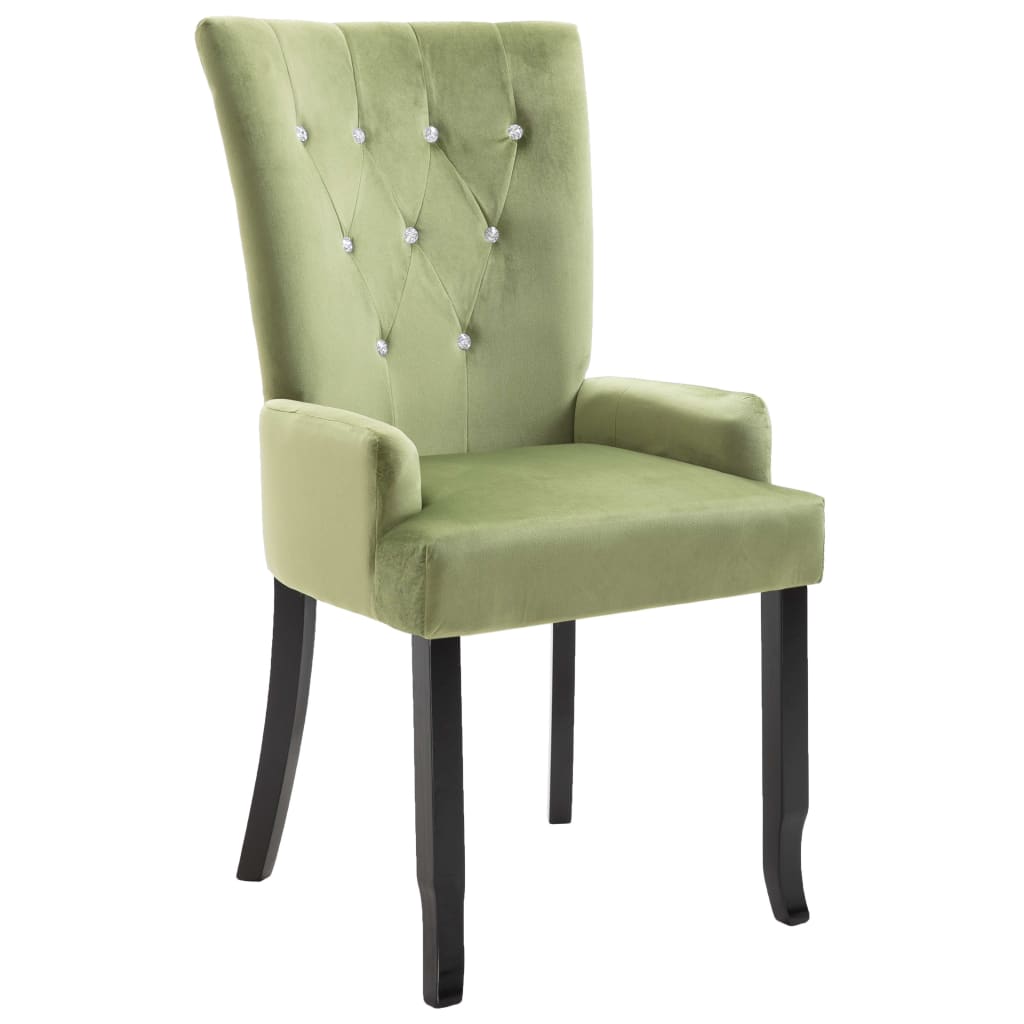 vidaXL spisebordsstol med armlæn velour lysegrøn