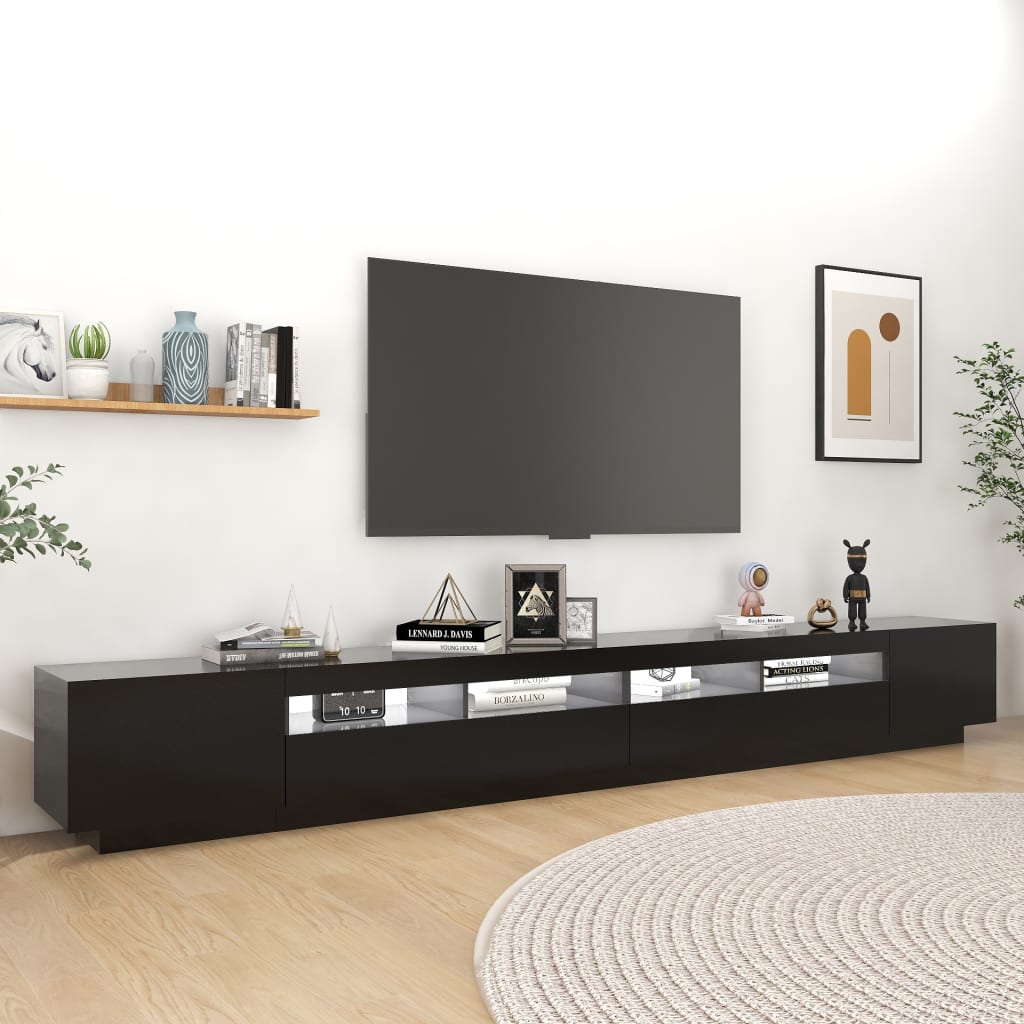 vidaXL tv-skab med LED-lys 300x35x40 cm sort