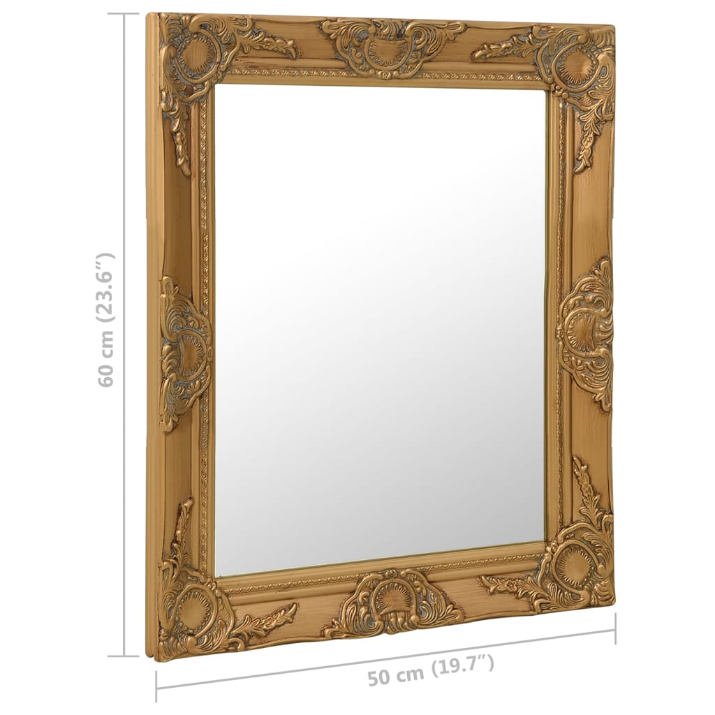 vidaXL vægspejl 50x60 cm barokstil guldfarvet
