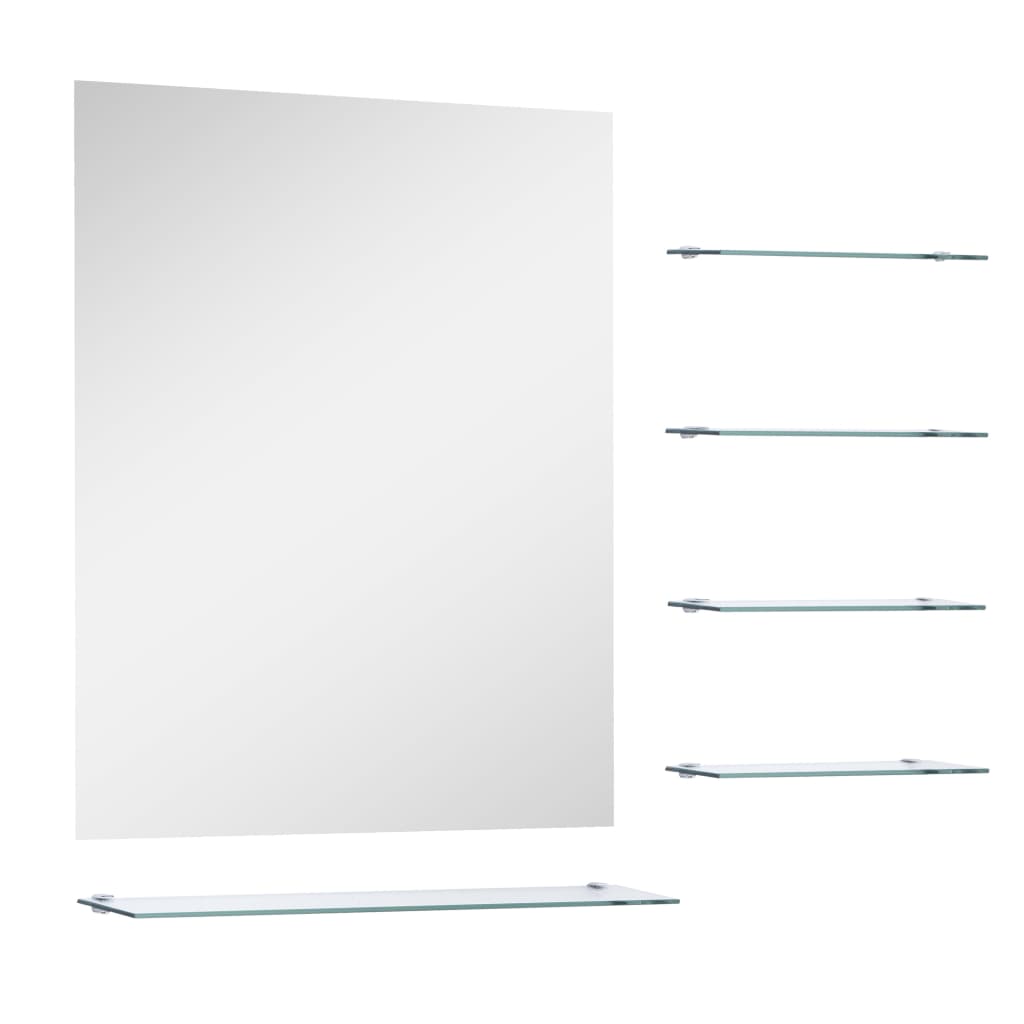 vidaXL vægspejl med 5 hylder 50x60 cm sølvfarvet