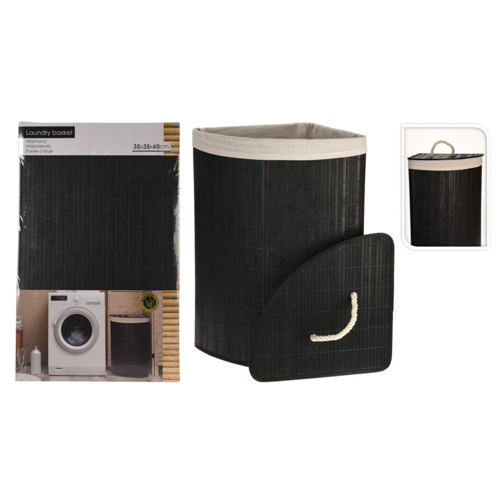 Bathroom Solutions hjørnevasketøjskurv bambus sort