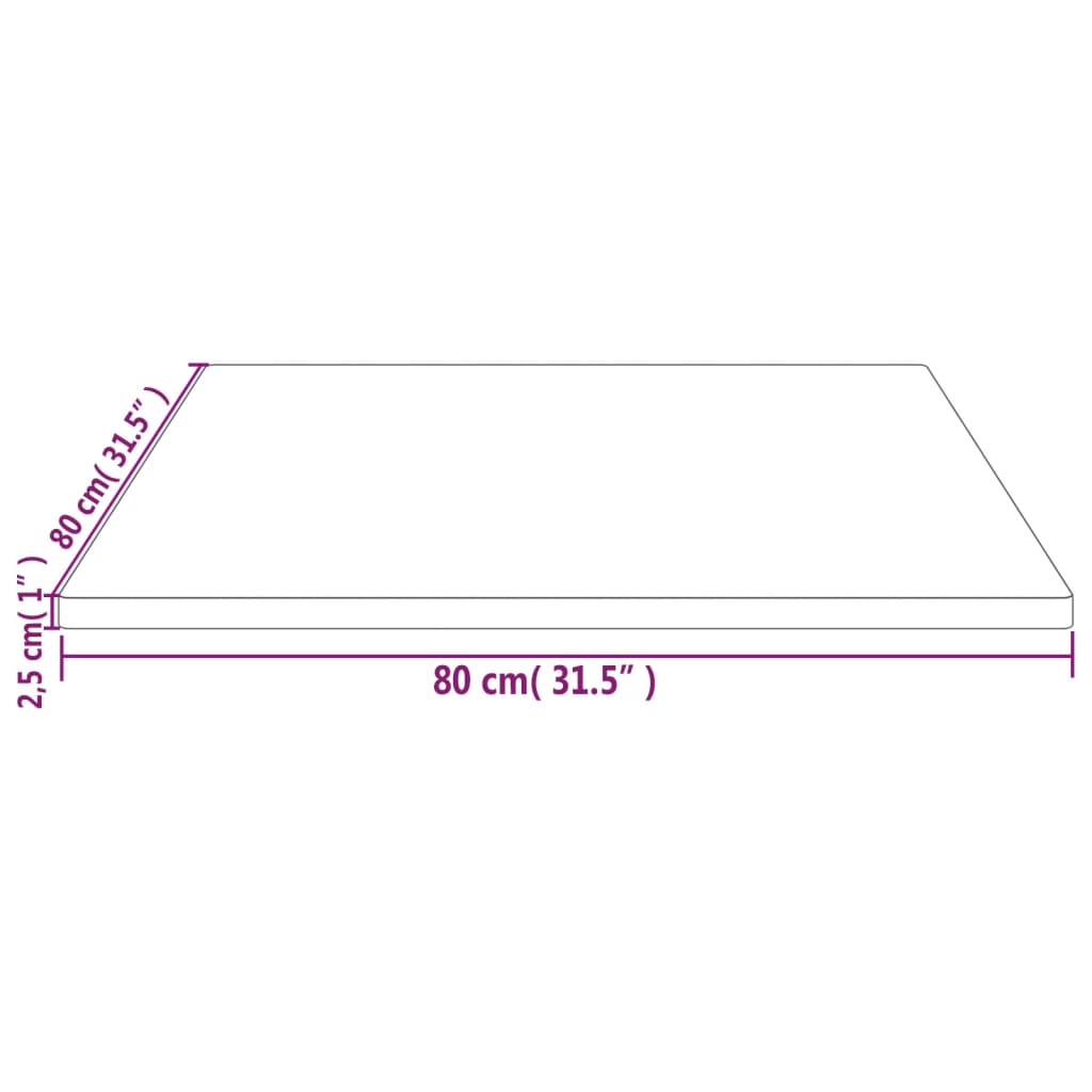 vidaXL bordplade 80x80x2,5 cm firkantet massivt fyrretræ