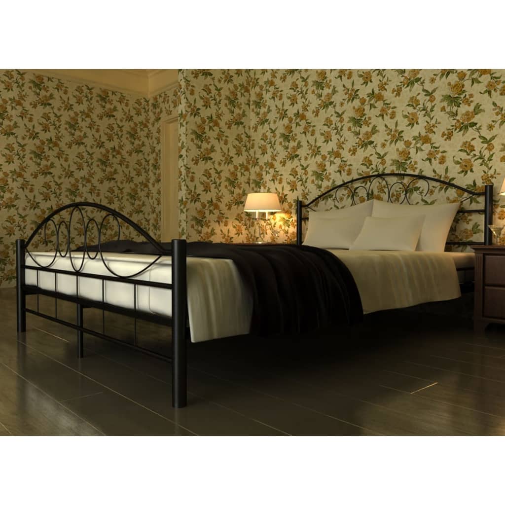 vidaXL seng med madras sort metal 180 x 200 cm