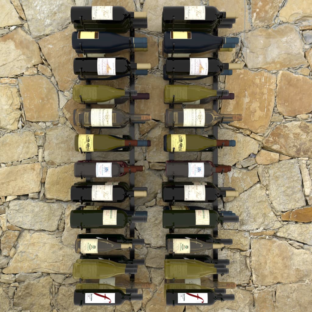 vidaXL væghængte vinreoler 2 stk. til 72 vinflasker jern sort