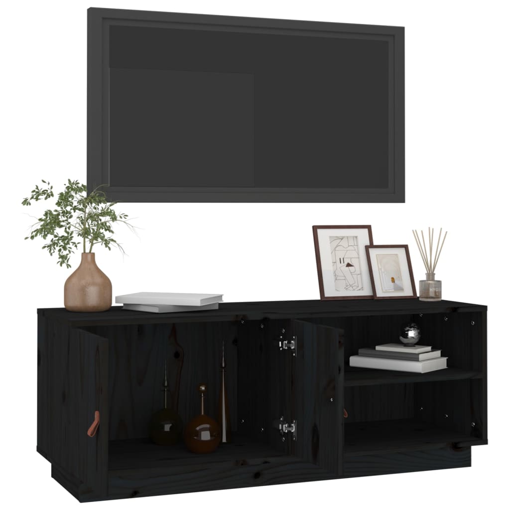 vidaXL tv-bord 105x34x40 cm massivt fyrretræ sort