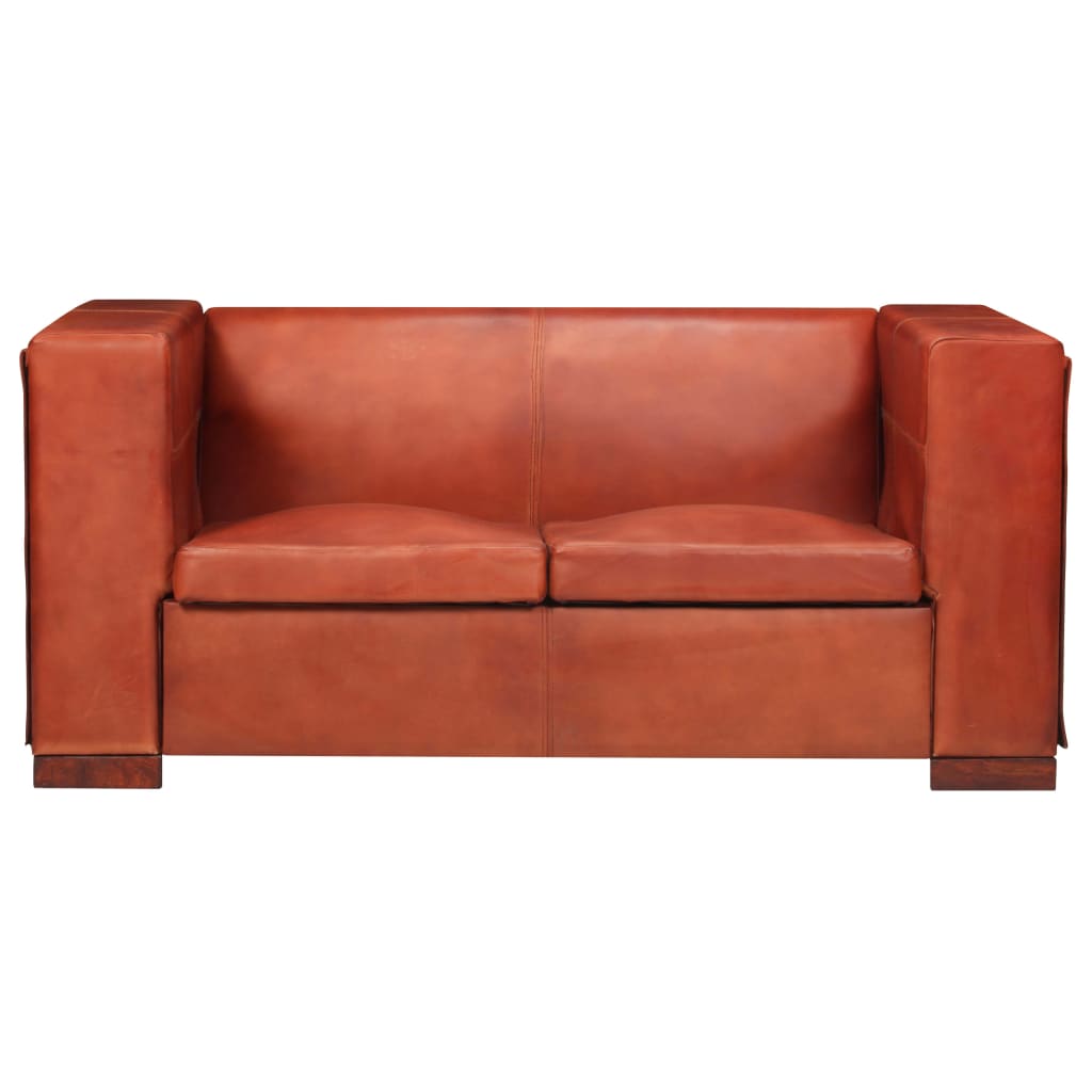 vidaXL 2-personers sofa ægte skind mørkebrun
