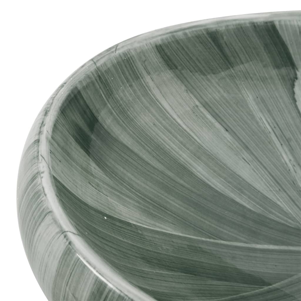 vidaXL håndvask til bordplade 59x40x15 cm oval keramik grøn