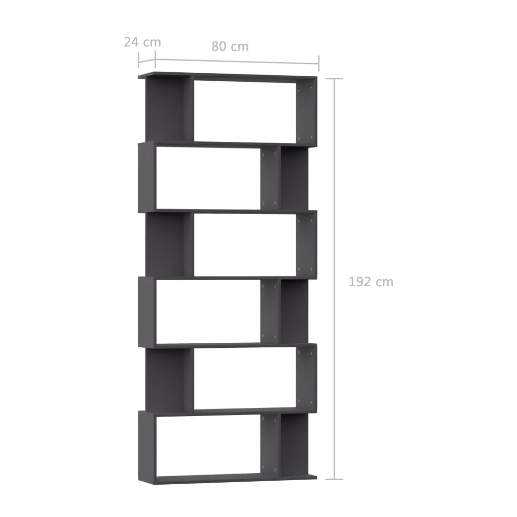 vidaXL bogskab/rumdeler 80 x 24 x 192 cm spånplade grå