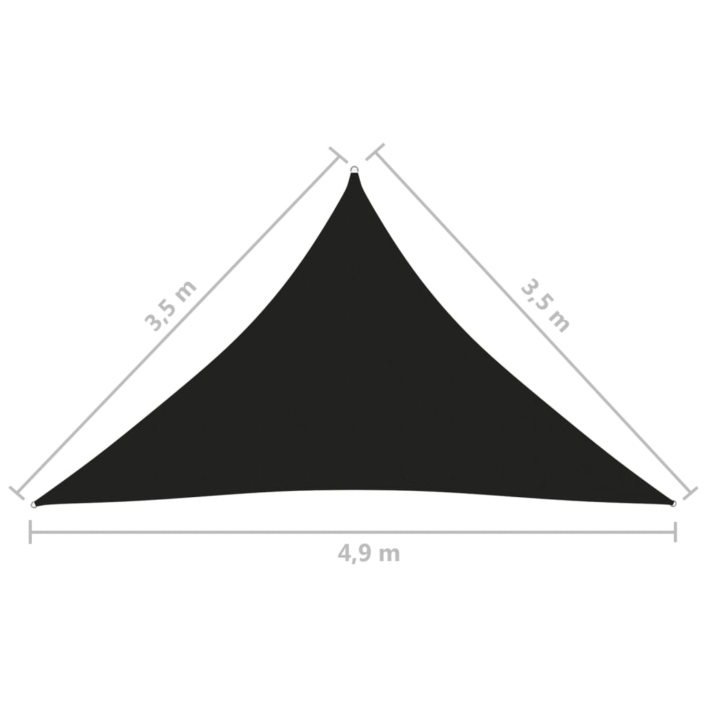 vidaXL solsejl 3,5x3,5x4,9 m trekantet oxfordstof sort