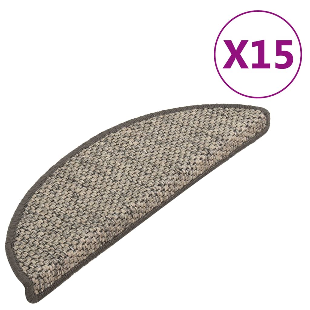 vidaXL selvklæbende trappemåtter 15 stk. 65x21x4cm sisal-look antracit