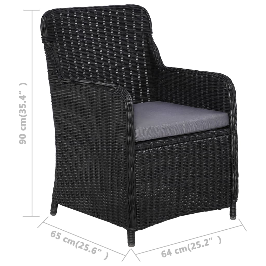 vidaXL udendørsstole med hynder 2 stk. polyrattan sort