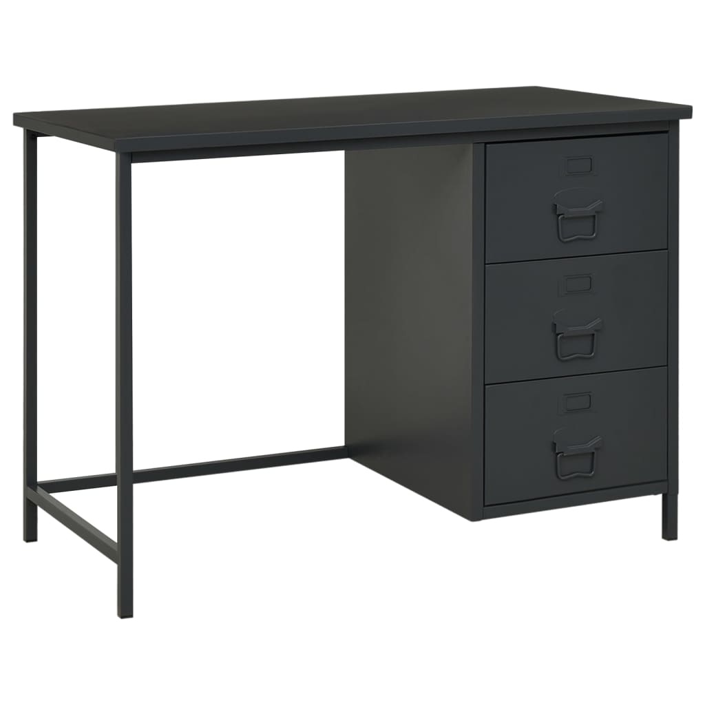 vidaXL industrielt skrivebord med skuffer 105x52x75cm stål antracitgrå