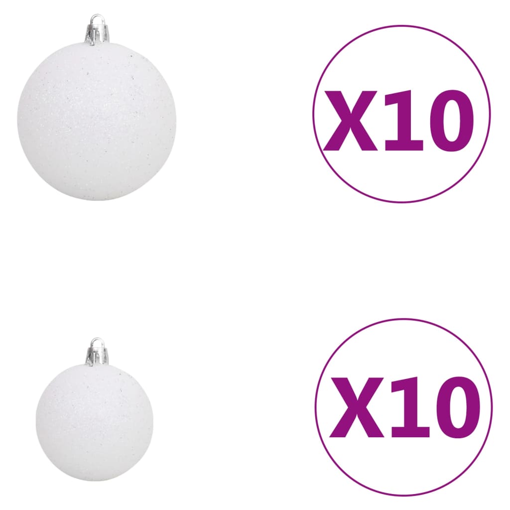 vidaXL julekuglesæt 120 dele med topspir 300 LED'er hvid og grå