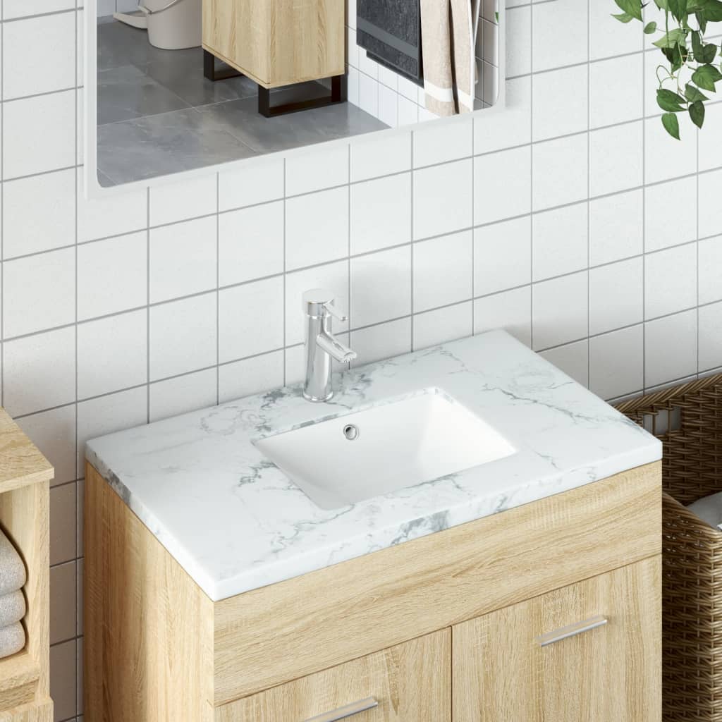 vidaXL badeværelsesvask 30,5x27x14 cm rektangulær keramisk hvid