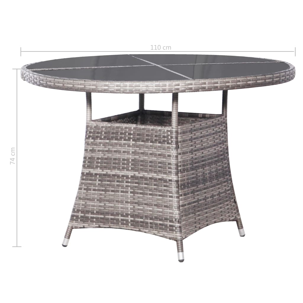 vidaXL spisebordssæt til haven 5 dele polyrattan antracitgrå og grå