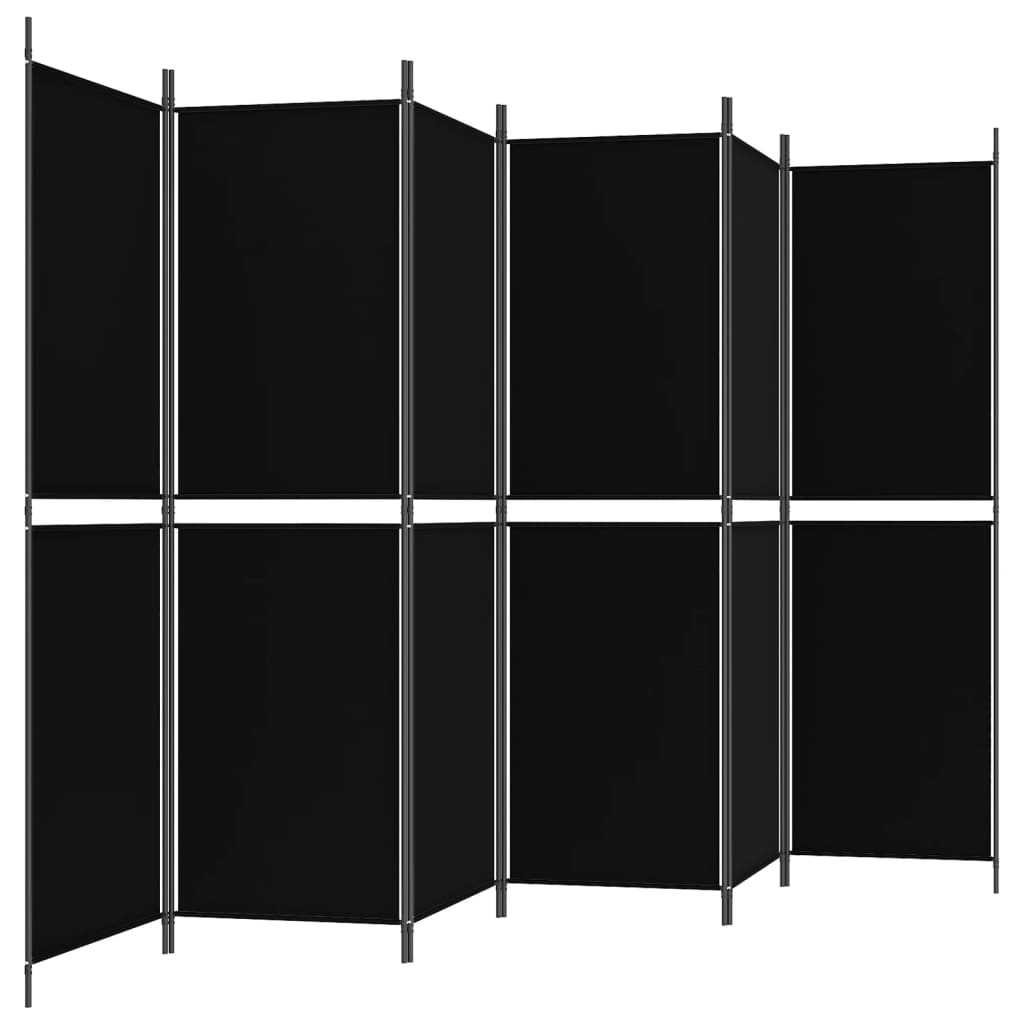 vidaXL 6-panels rumdeler 300x180 cm stof sort
