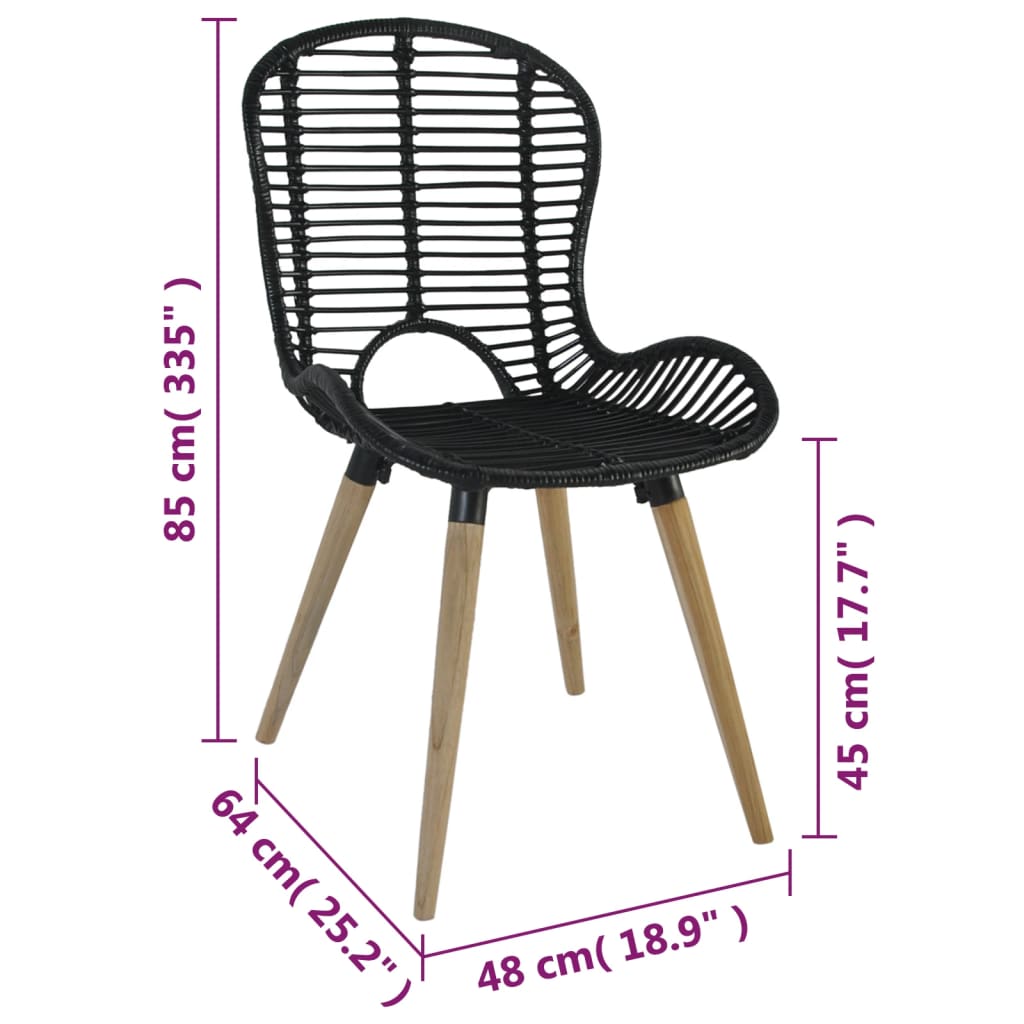 vidaXL spisebordsstole 4 stk. naturligt rattan sort