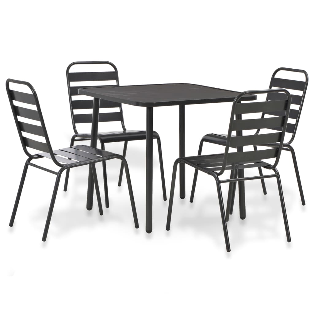 vidaXL udendørs spisebordssæt 5 dele stål mørkegrå