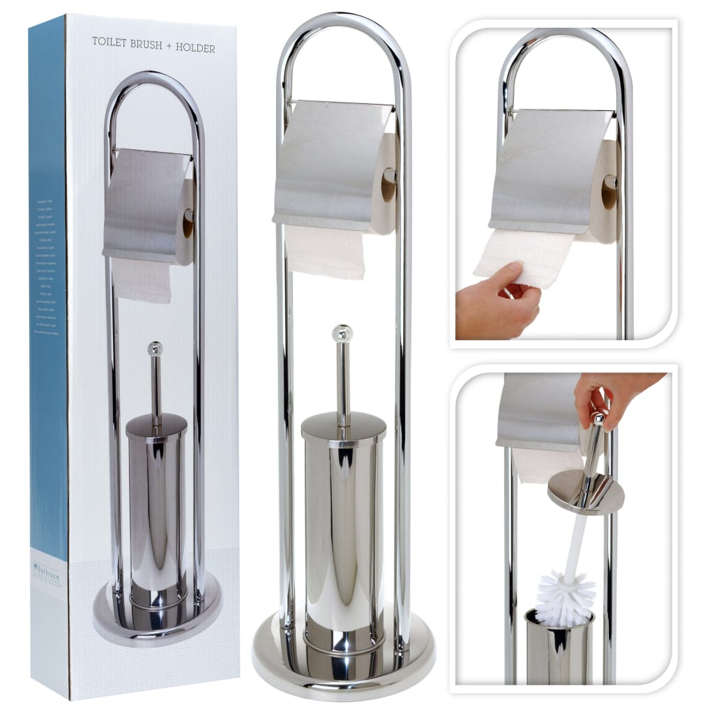 Bathroom Solutions holder til toiletpapir/-børste rustfrit stål sølvfarvet
