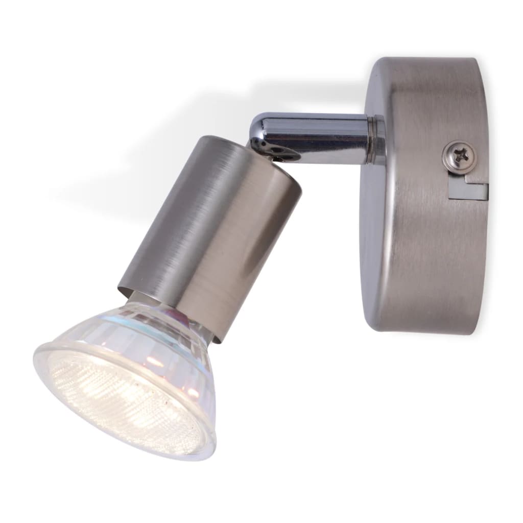 vidaXL væglampe med LED-spotlight, 2 stk., satin-nikkel