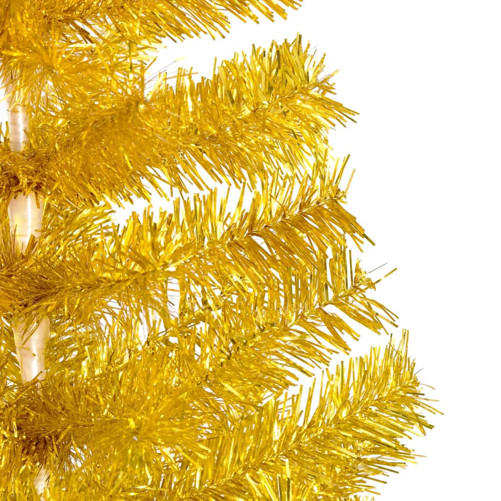 vidaXL kunstigt juletræ med lys og kuglesæt 180 cm PET guldfarvet