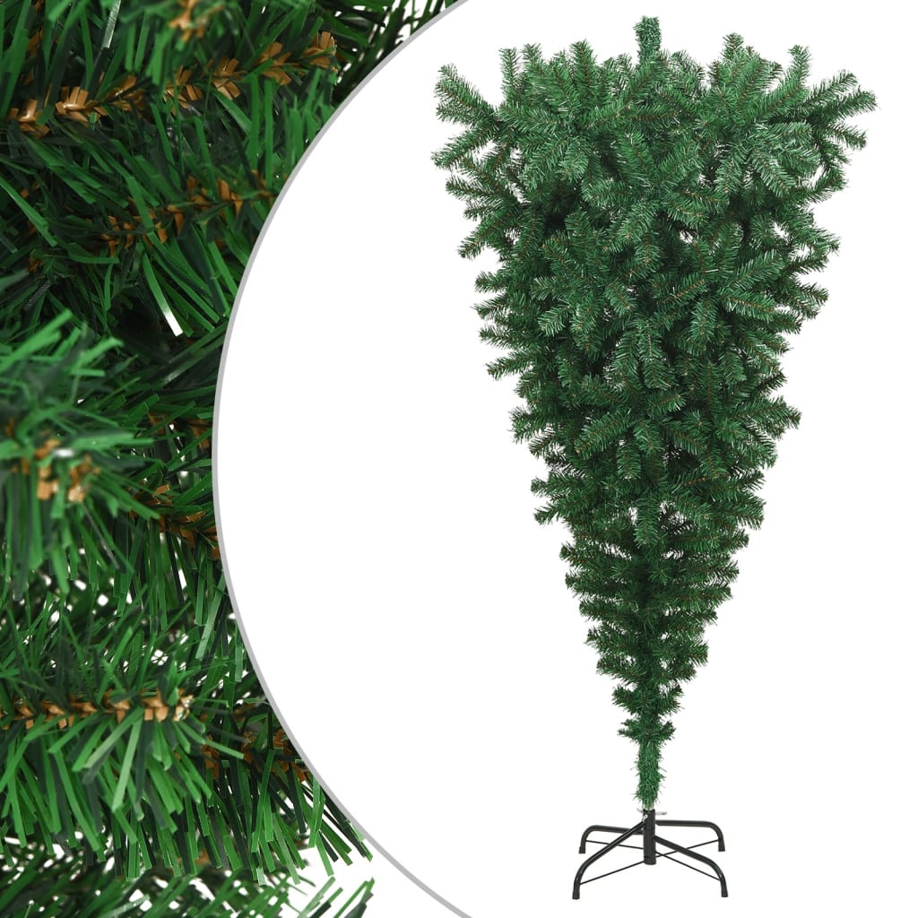 vidaXL omvendt kunstigt juletræ med fod 210 cm grøn