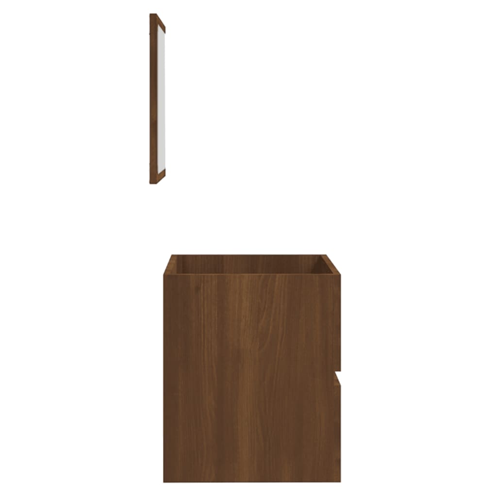 vidaXL badeværelsesskab med spejl konstrueret træ brun egetræ