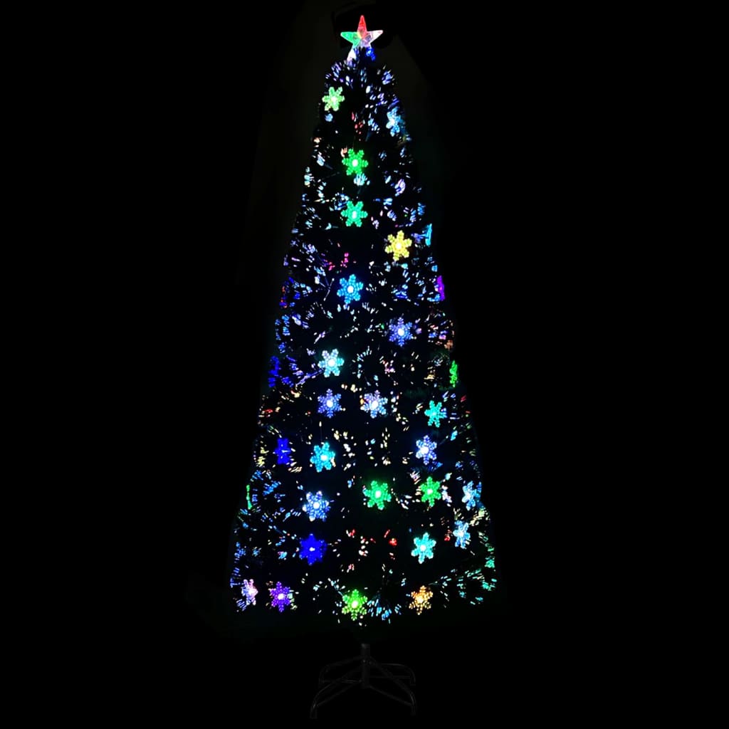 vidaXL juletræ med LED-snefnug 240 cm fiberoptik sort