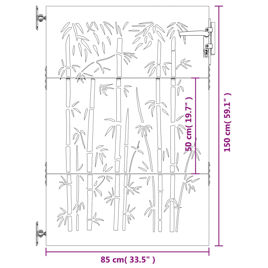 vidaXL havelåge 85x150 cm cortenstål bambusdesign