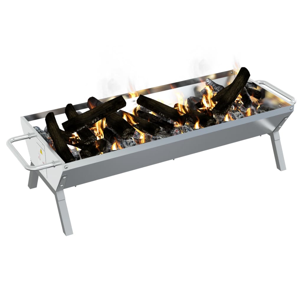 vidaXL grillbakke 118x42x30,5 cm rustfrit stål sølvfarvet