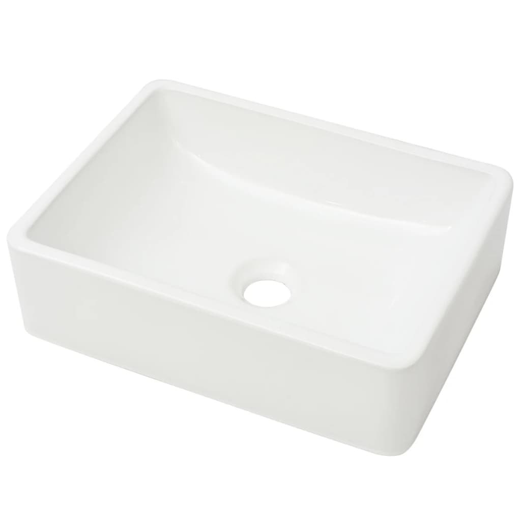vidaXL håndvask rund keramik 41x30x12 cm hvid