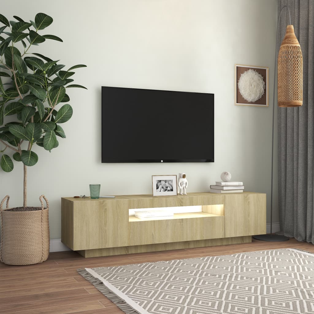vidaXL tv-bord med LED-lys 160x35x40 cm sonoma-eg