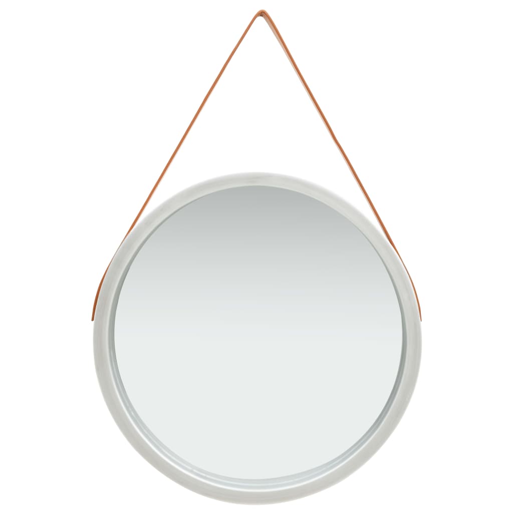 vidaXL vægspejl med rem 60 cm sølvfarvet