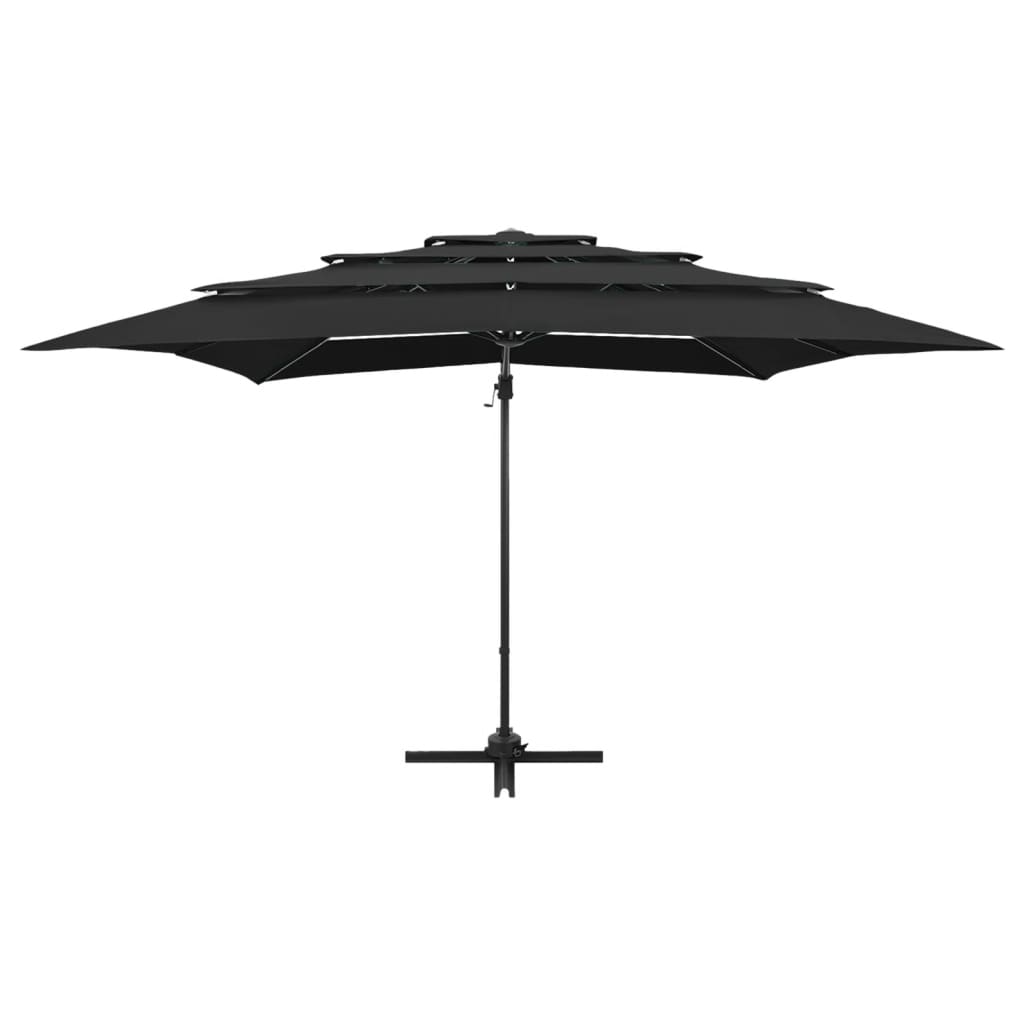 vidaXL parasol med aluminiumsstang i 4 niveauer 250x250 cm sort